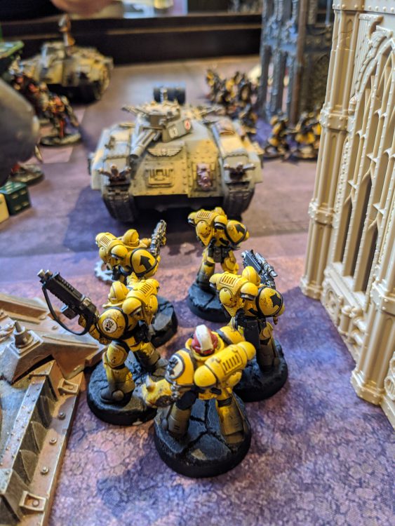 Imperial Fist Intercessors stare down a Chimera