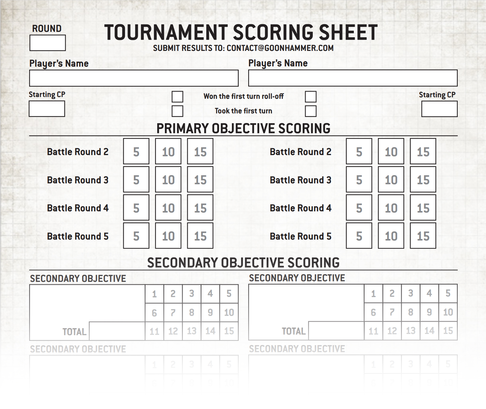 Download A Printable Scoring Sheet for 9th Edition - Goonhammer