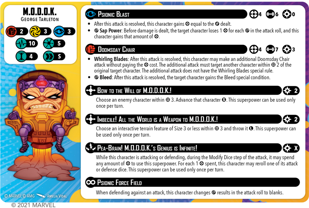 Marvel Crisis Protocol stat card for MODOK