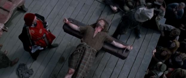 Mel Gibson as William Wallace in Braveheart, about to be executed