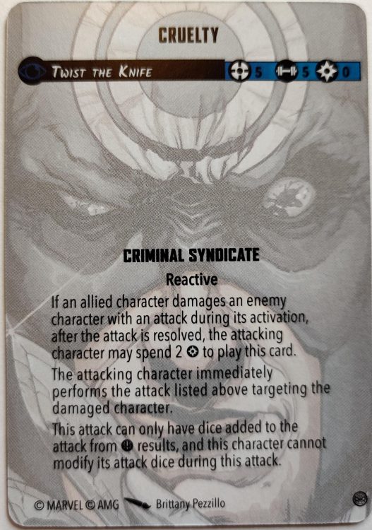 Cruelty Team Tactics Card Marvel Crisis Protocol