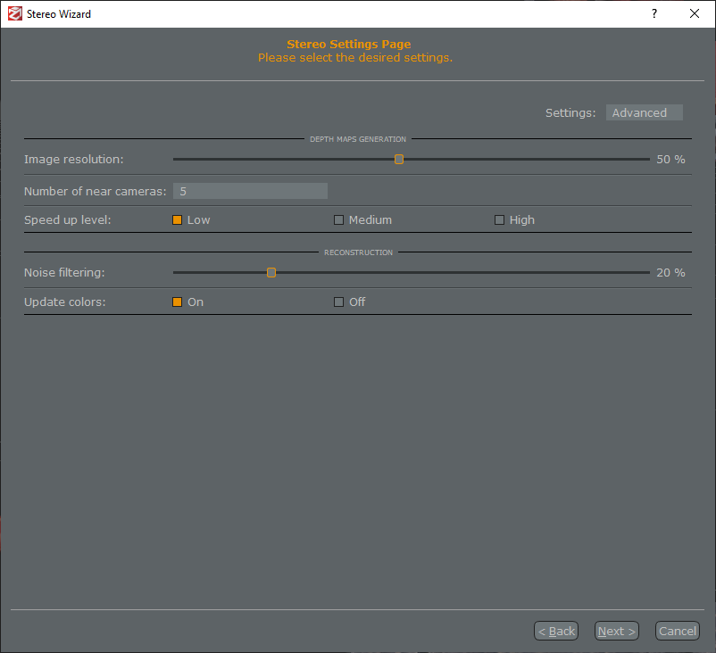 Photogrammetry - Dense Point Cloud Settings