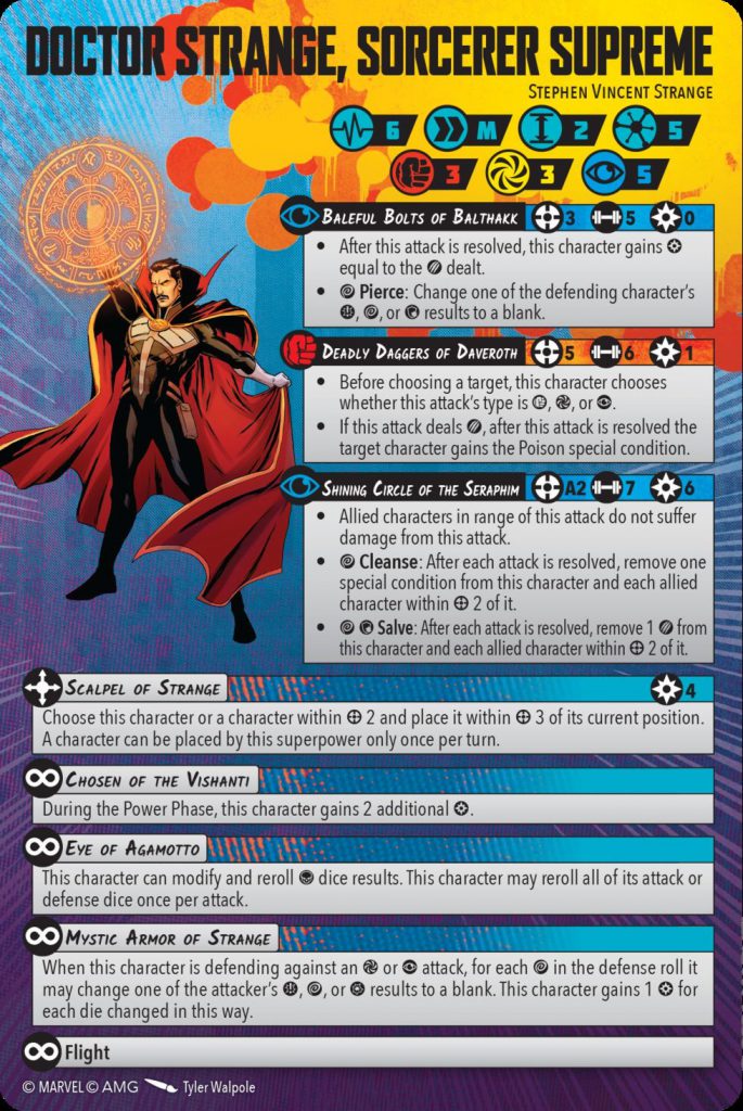 Card for "Doctor Strange, Sorcerer Supreme" for Marvel Crisis Protocol