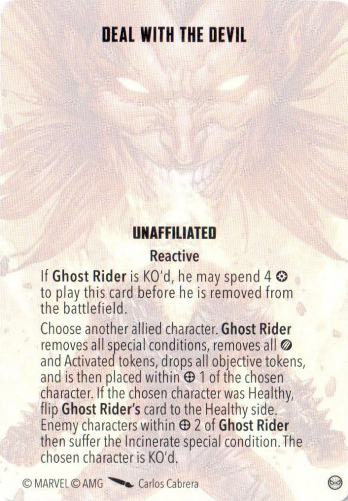 Deal with the Devil Team Tactics card Marvel Crisis Protocol