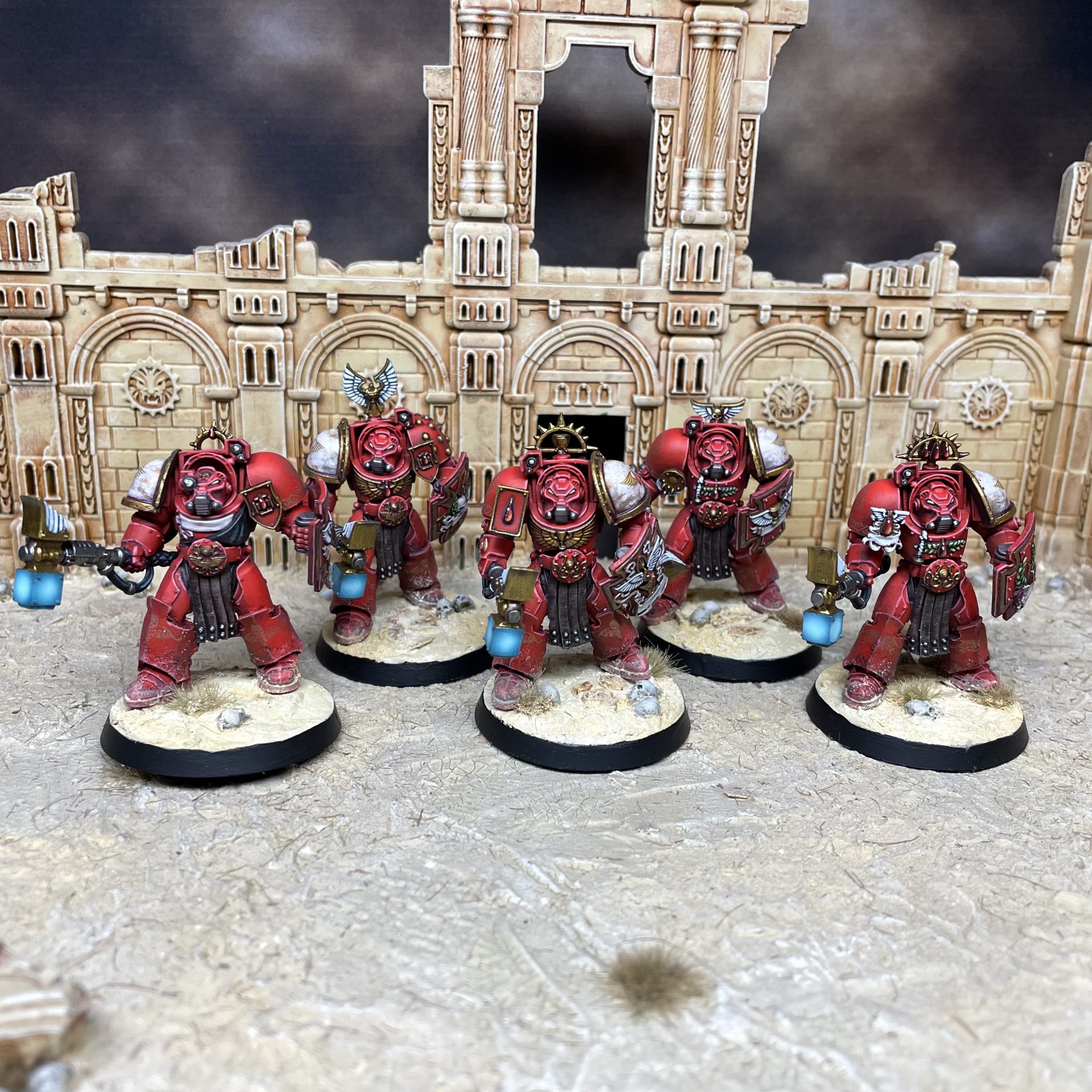 Blood Angels Assault Terminators With TH/SS. Primaris Scale. - Credit: Colin Ward