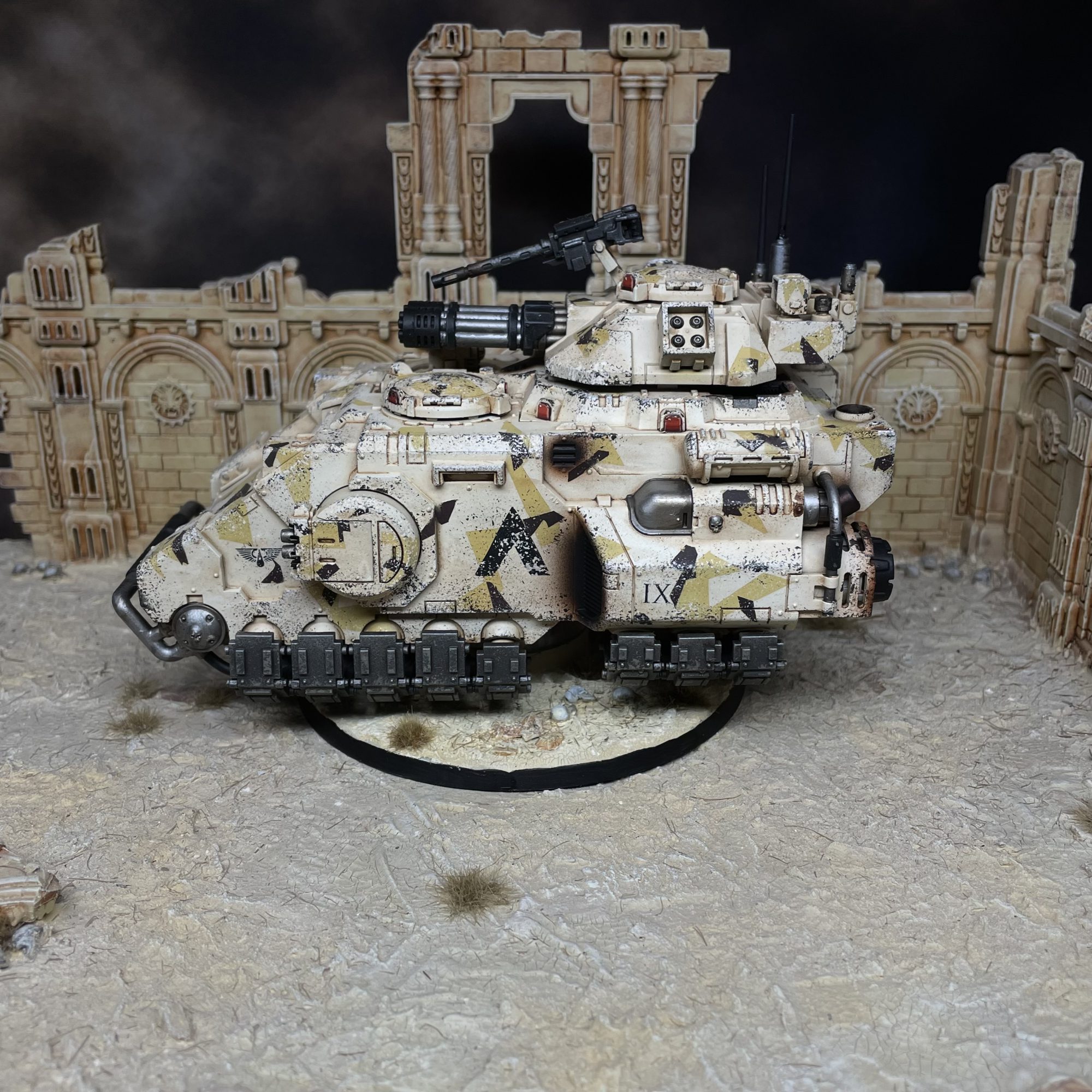 Blood Angels Gladius Tank in Ossian Suppression Pattern Camo - Credit: Colin Ward