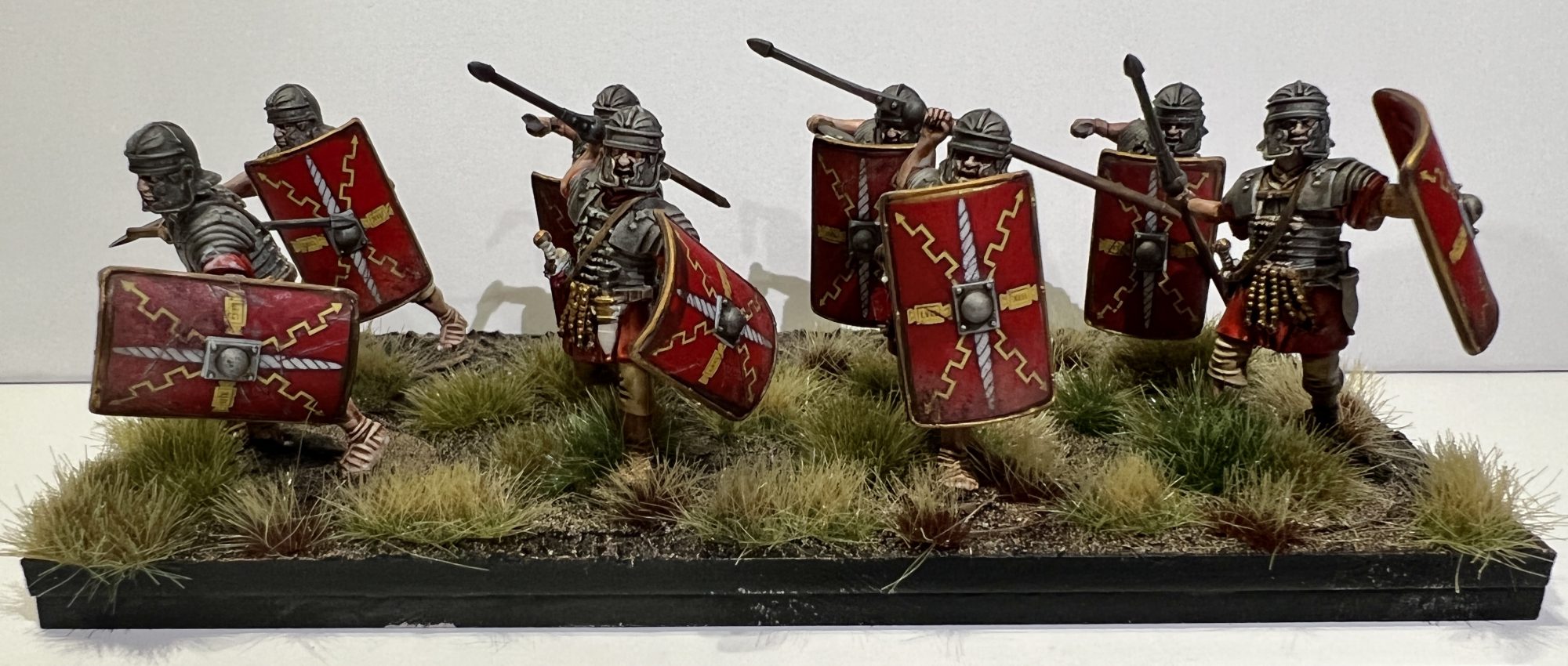 Eight Roman Legionnaires painted and based.
