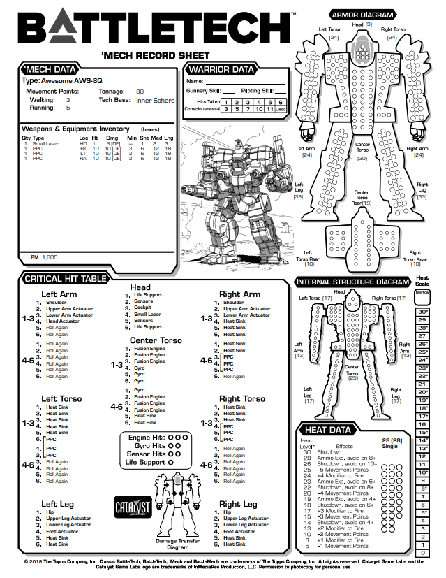 battletech record sheets succession wars