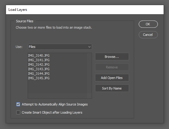 Photoshop - Load Layers into a Stack