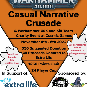 Casual Crusade Narrative – Extra Life Event at Cosmic Games
