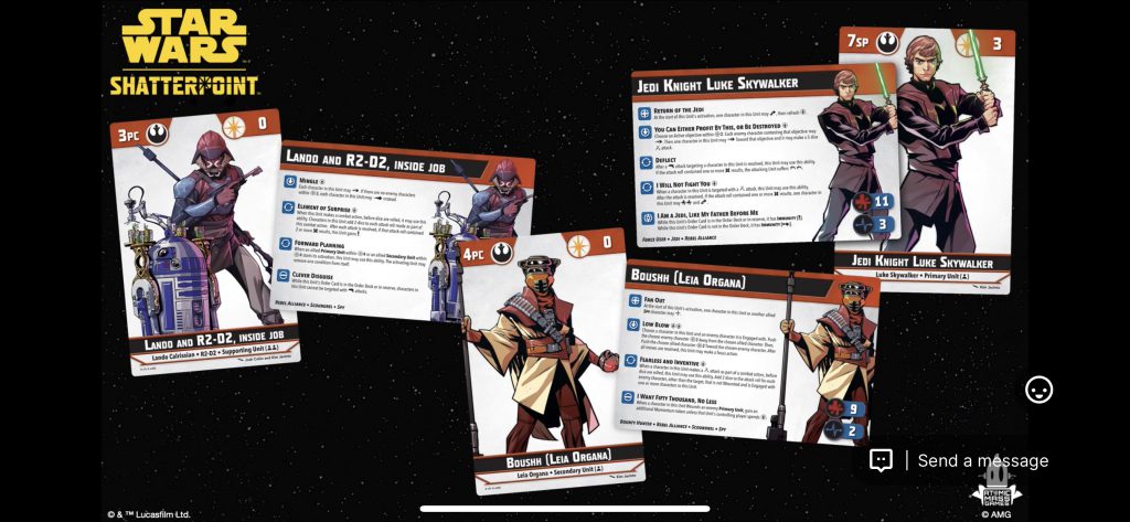 RotJ Squad Cards for Star Wars: Shatterpoint. Credit: Atomic Mass Games.
