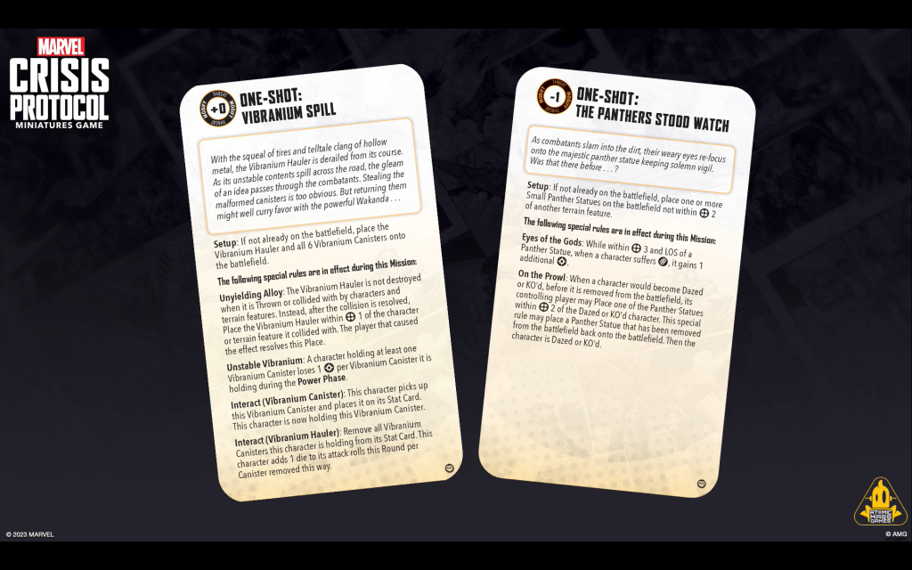 Marvel: Crisis Protocol Wakandan Terrain Rule Cards. Credit: Atomic Mass Games.