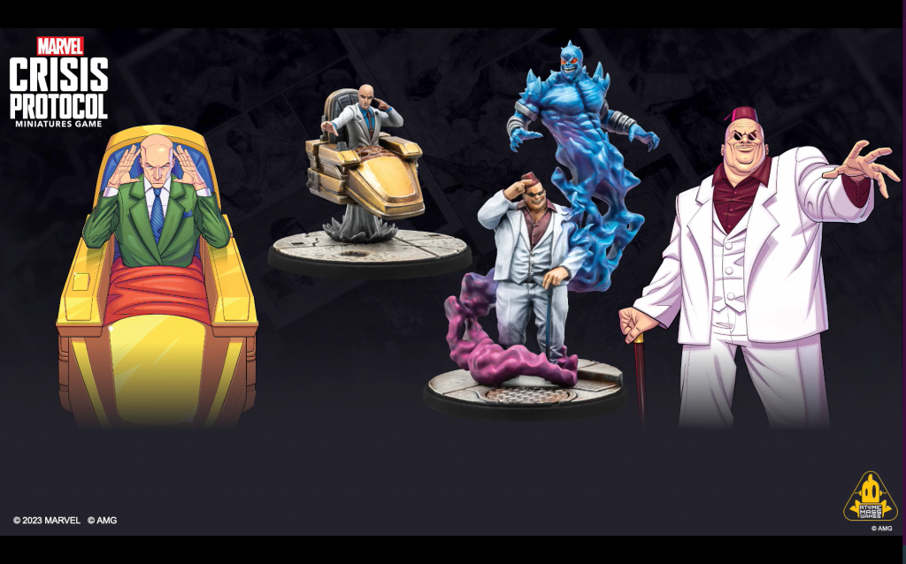 Professor X and Shadow King models for Marvel: Crisis Protocol. Credit: Atomic Mass Games.