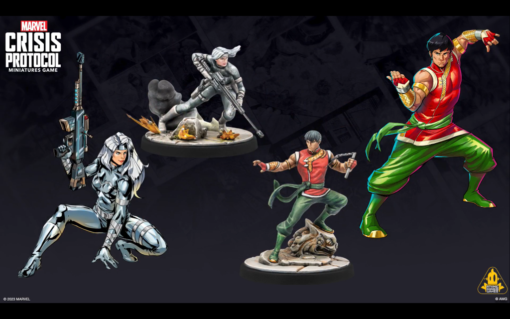 Silver Sable and Shang-Chi for Marvel: Crisis Protocol. Credit: Atomic Mass Games.