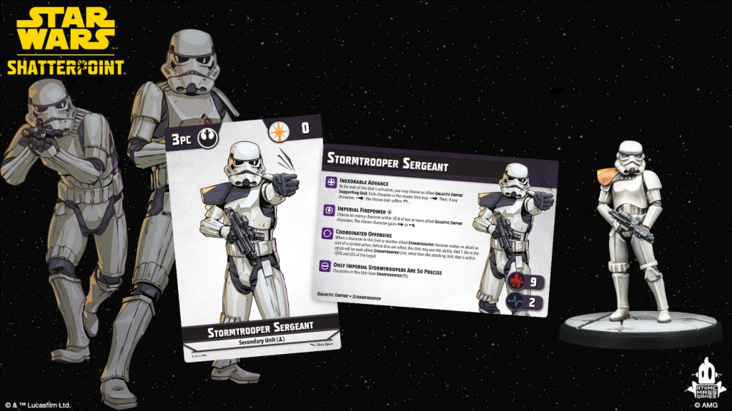 Stormtrooper Sergeant for Star Wars: Shatterpoint. Credit: Atomic Mass Games.