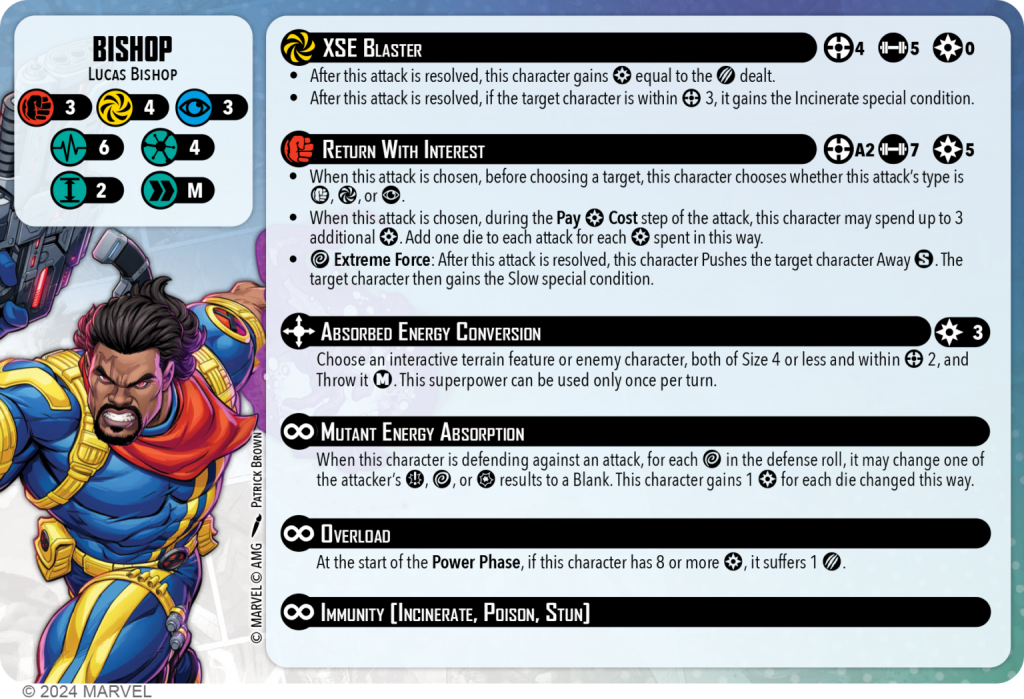 The healthy side of Bishop's character card