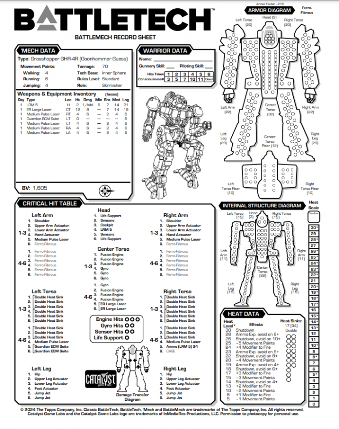 BattleTech: Mech Overview: Grasshopper | Goonhammer