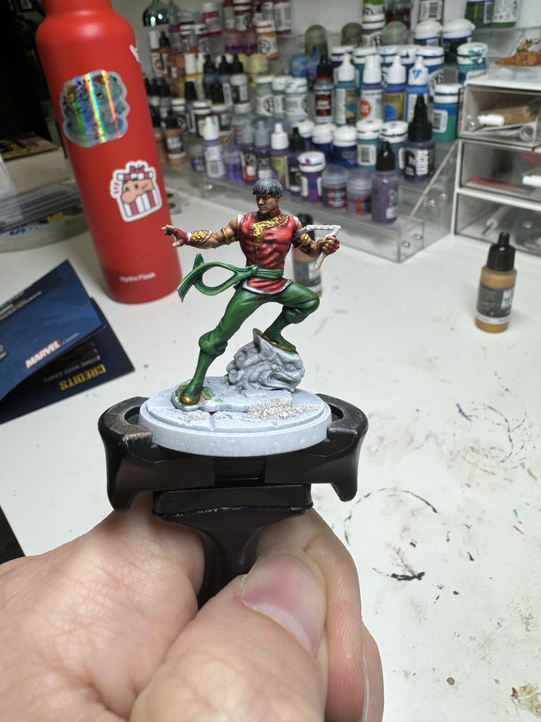 Shang-Chi and Silver Sable models painted for Marvel: Crisis Protocol. Credit: McBill.