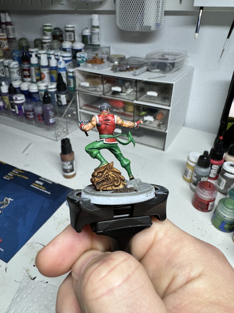 Shang-Chi and Silver Sable models painted for Marvel: Crisis Protocol. Credit: McBill.