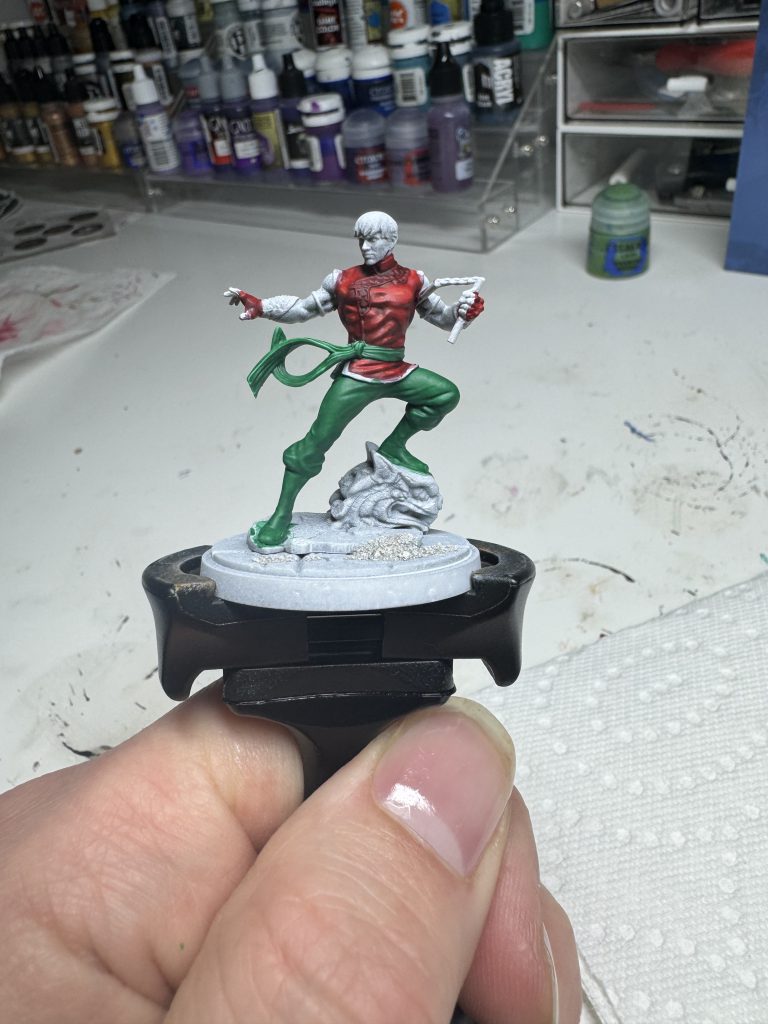 Shang-Chi and Silver Sable models painted for Marvel: Crisis Protocol. Credit: McBill.