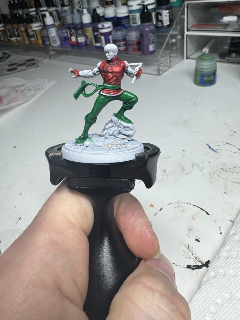 Shang-Chi and Silver Sable models painted for Marvel: Crisis Protocol. Credit: McBill.