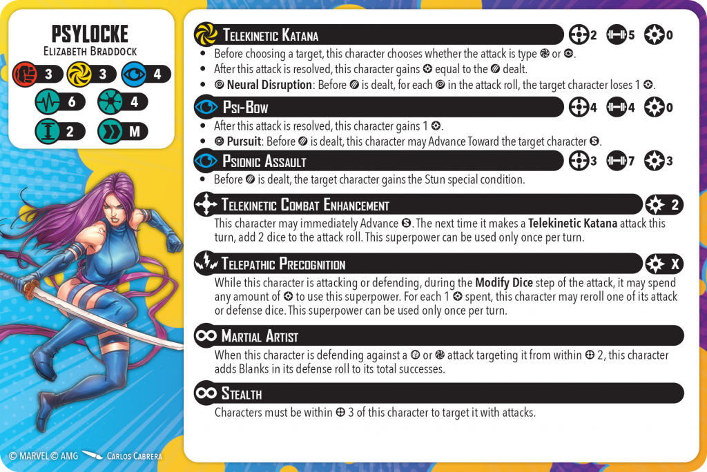 Psylocke Stat Card- Healthy