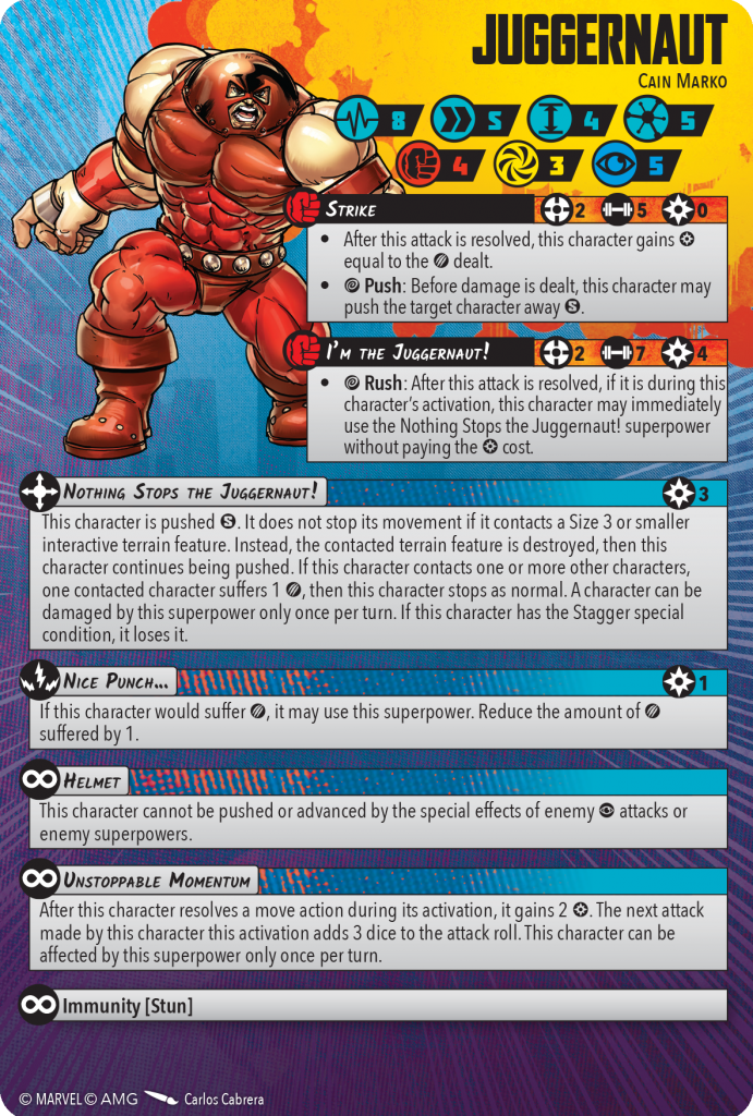 Juggernaut Healthy character card