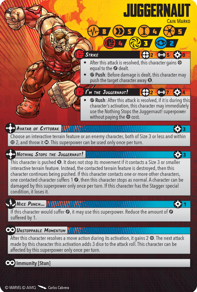 Juggernaut Injured character card