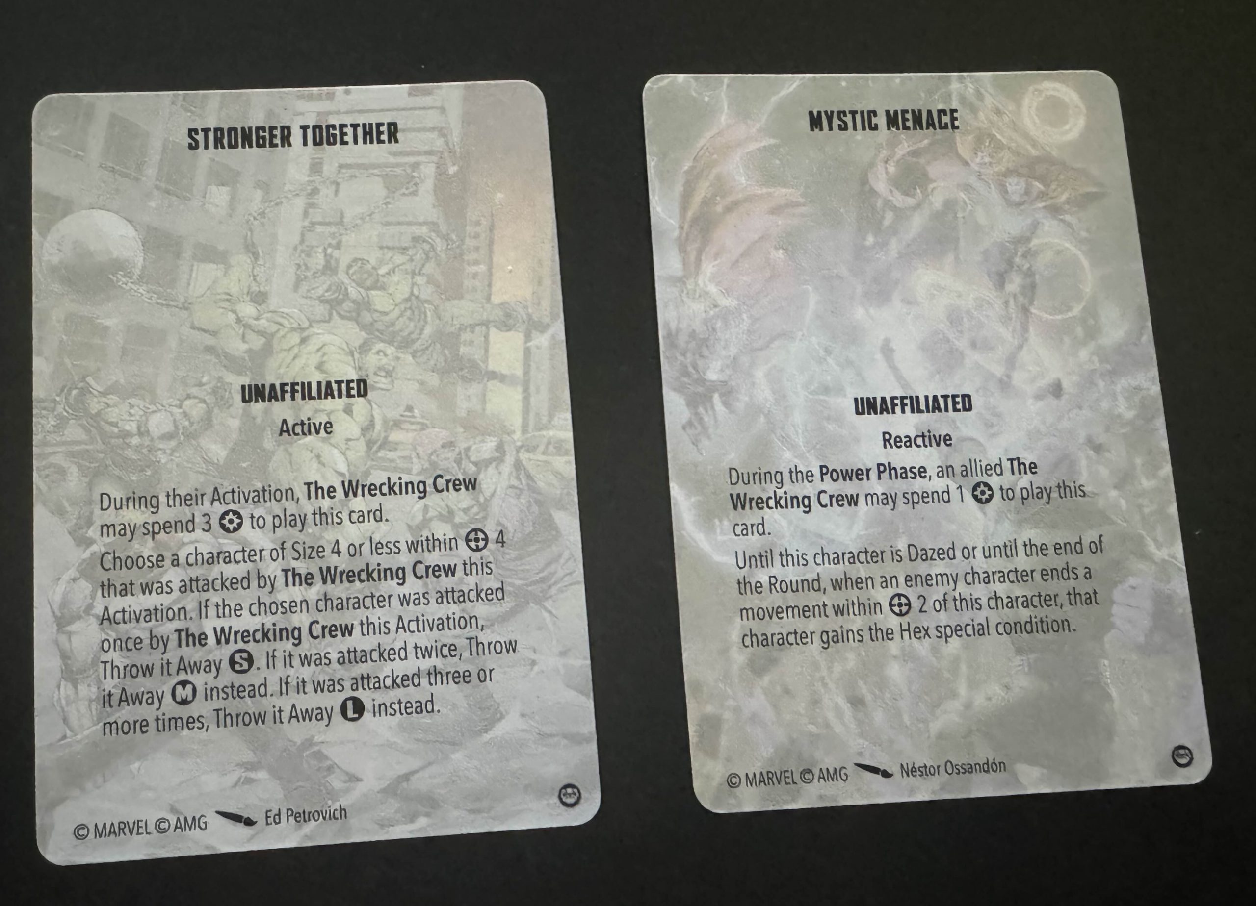 Wrecking Crew Cards for Marvel: Crisis Protocol. Credit: Atomic Mass Games.