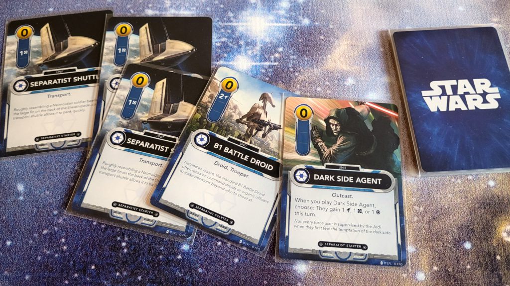 Star Wars Deckbuilding Game starting hand