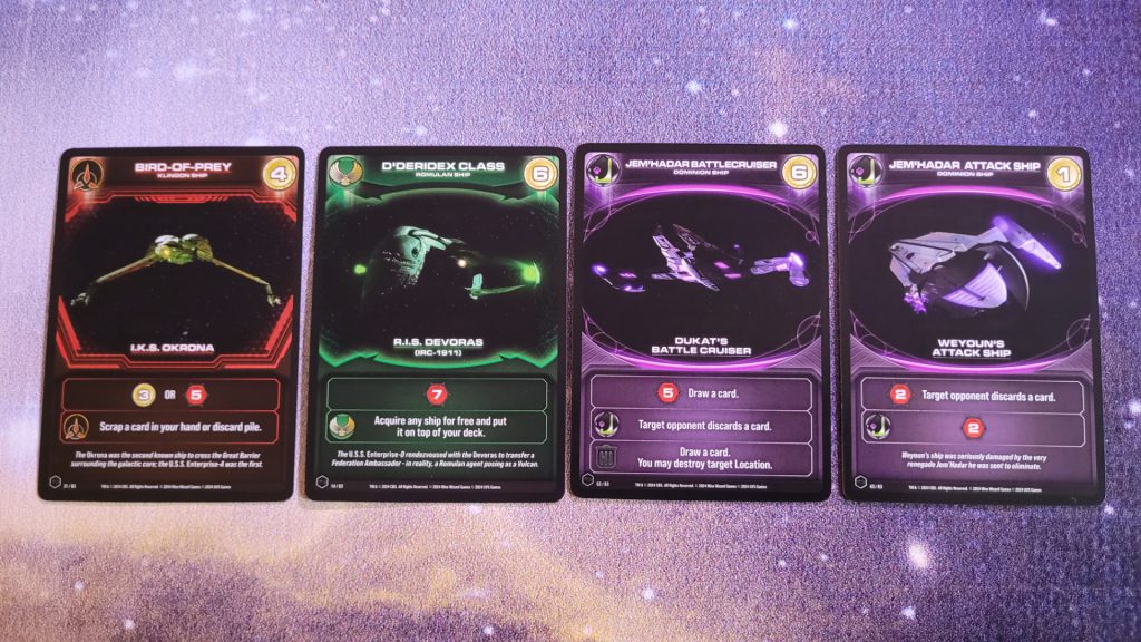 Klingon, Romulan and Dominion cards from Star Trek Star Realms