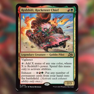 The Magic The Gathering card Redshift Rocketeer Chief.