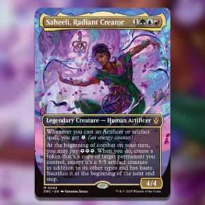 The Magic The Gathering card Saheeli Radiant Creator.