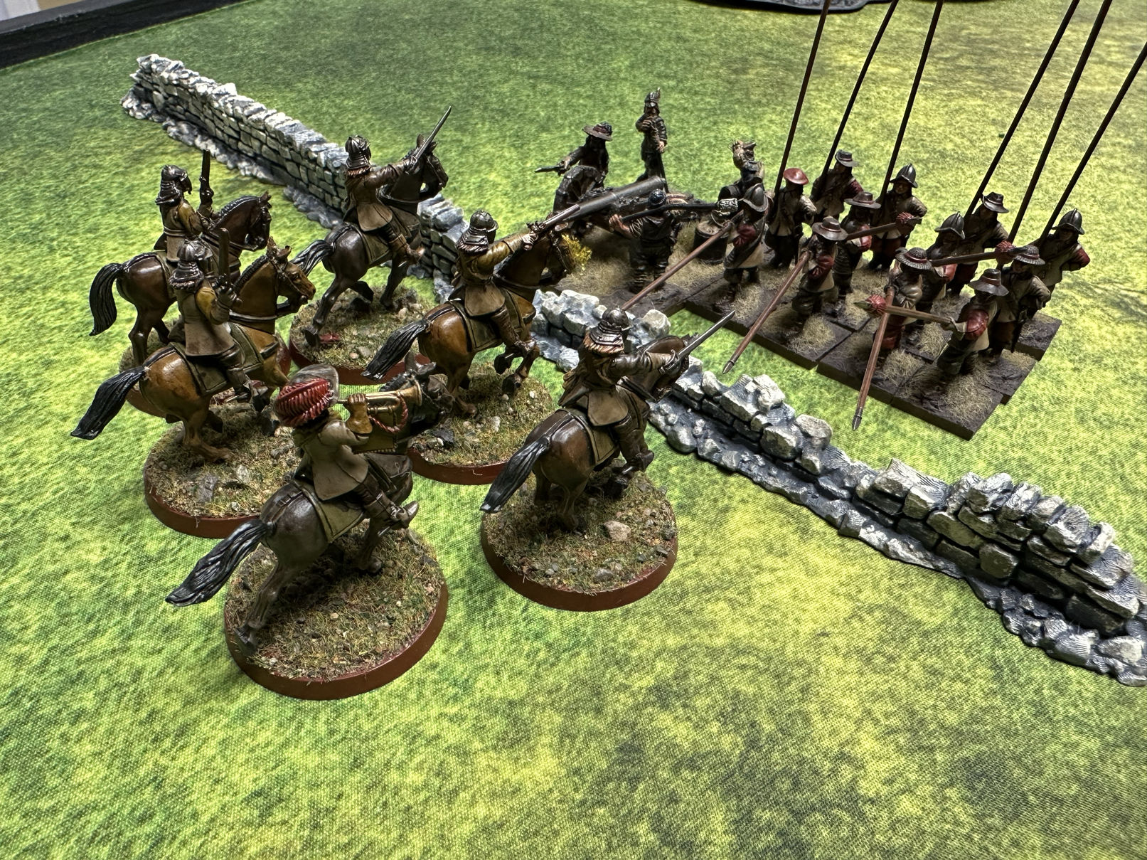 Cavalry charging a pike block