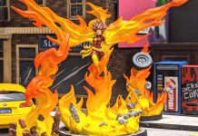 The Character model of Phoenix Unleashed from the Marvel: Crisis Protocol Miniatures Game
