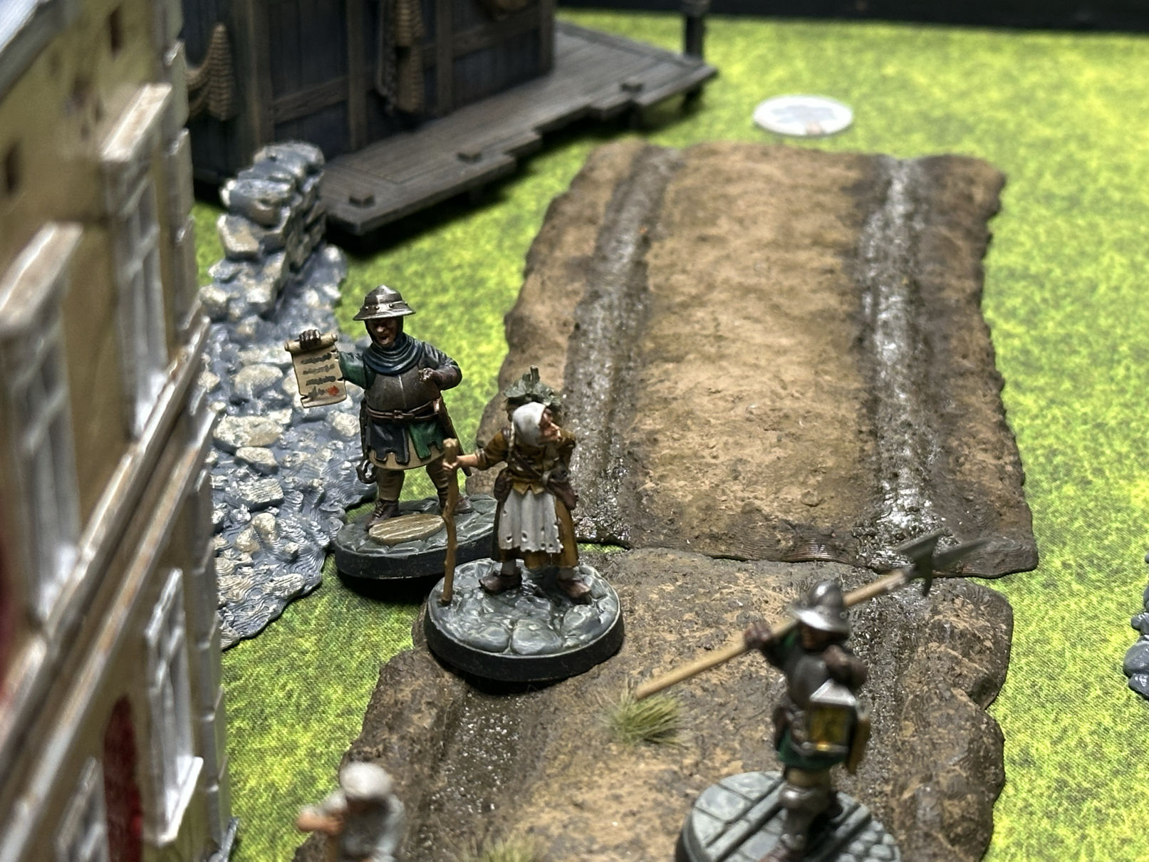 An elderly woman walking down the street.