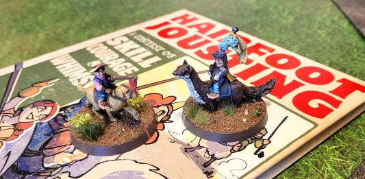 Hairfoot Jousting cover art and miniatures